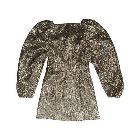 Zara womens small gold sequin mini dress new festive swift puff blogger - Picture 9 of 9